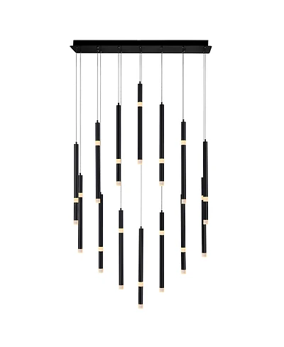 Cwi Lighting 46" Metal Flute 14 Light Led Chandelier
