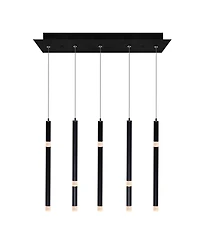 Cwi Lighting 26" Metal Flute 5 Light Led Chandelier