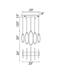 Cwi Lighting 20" Metal Hoops 5 Light Led Chandelier