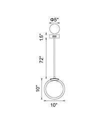 Cwi Lighting 10" Metal Hoops 1 Light Led Pendant