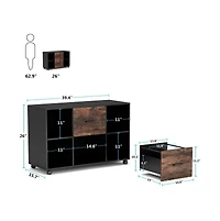 Tribesigns Large Mobile Lateral Filing Cabinet, 2 Drawer File Cabinet with Storage Shelves and Rolling Wheels