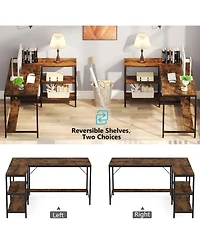 Tribesigns L Shaped Desk with Storage Shelves, Reversible Computer Desk Gaming Desk for Home Office Workstation