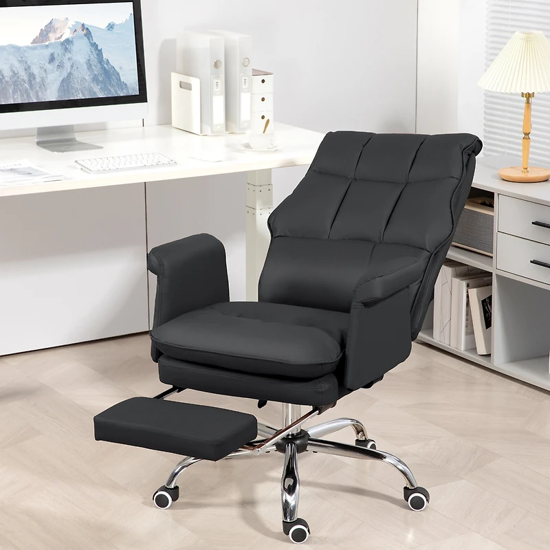 Homcom Executive Office Chair with Footrest, Ergonomic, Reclining,
