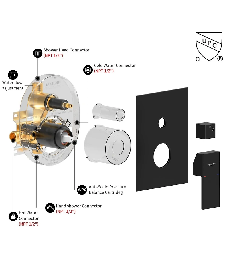 Slickblue Male Npt Matte Black Shower System - Rain Shower Head and Handheld Faucet Set for Bathroom