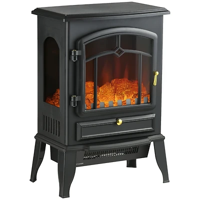 Homcom 22" Electric Fireplace Stove with 3-Sided Realistic Flame