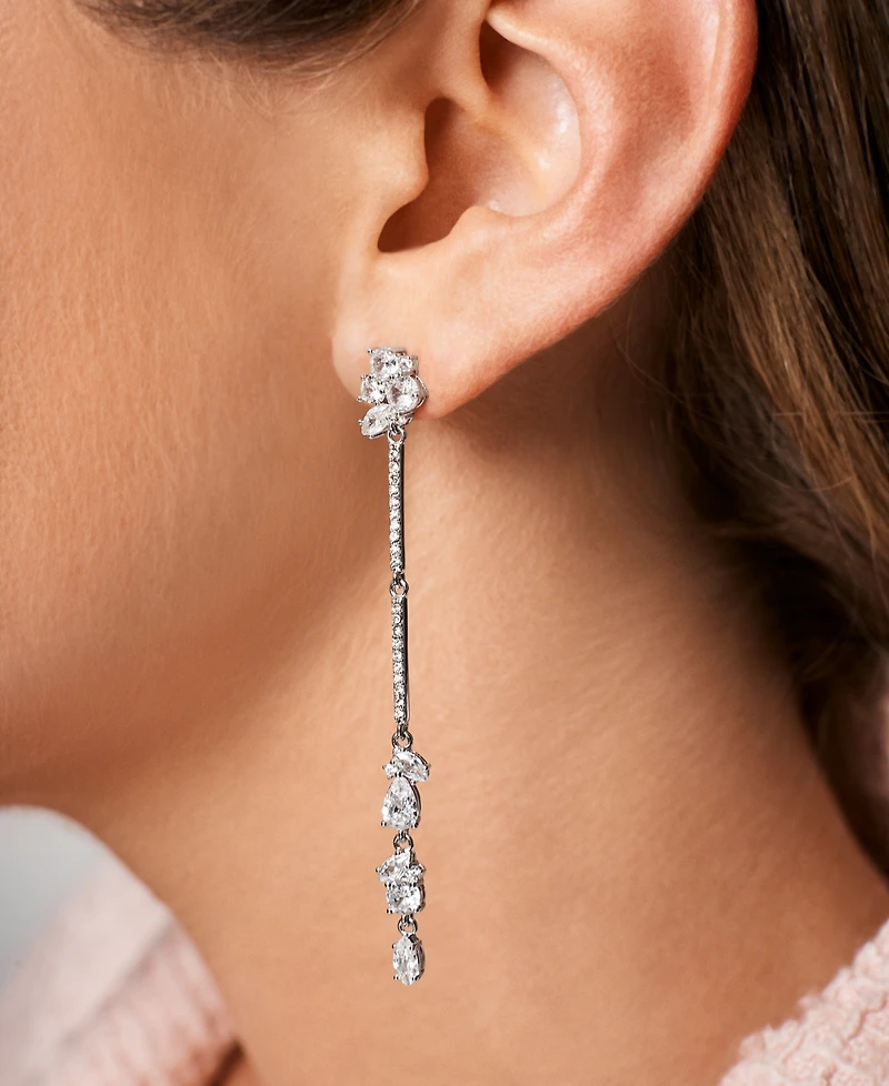 Emily in Paris Silver-Tone Pave & Crystal Mismatch Drop Earrings