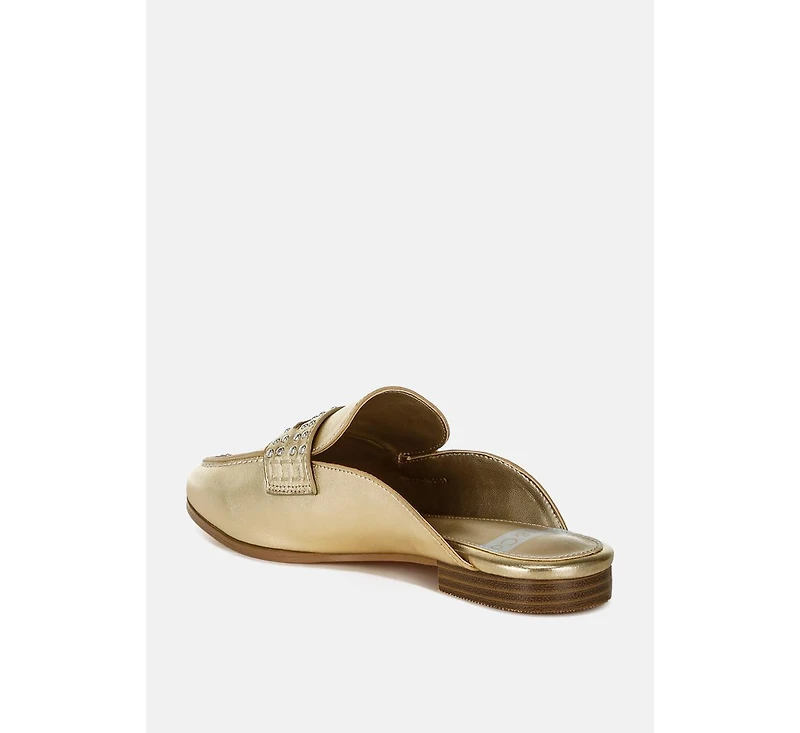 Adam Lane Stud Detail Metallic Pleather Mules