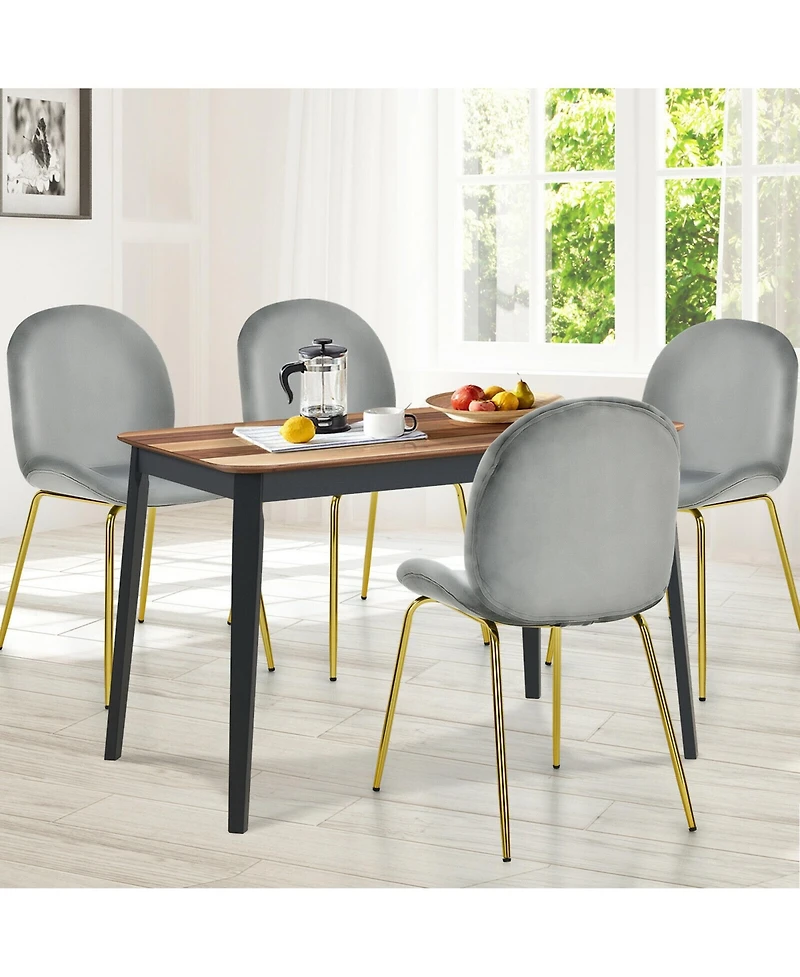 Gymax 4PCS Velvet Dining Chair Accent Leisure Chair Armless Side Chair Green