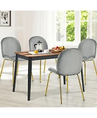 Gymax 4PCS Velvet Dining Chair Accent Leisure Chair Armless Side Chair Green