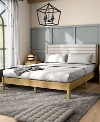 Furniture of America Adin Queen Platform Bed with Boucle Upholstery