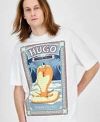 Hugo by Hugo Boss Men's Oversized Short Sleeve Crewneck Poster Graphic T-Shirt