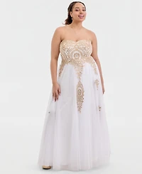 Say Yes Trendy Plus Strapless Embellished Gown, Created for Macy's