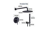 Slickblue Wall-Mounted Shower Faucet Combo Set - 10" Rainfall Shower Head & Handheld, Matte Black Finish