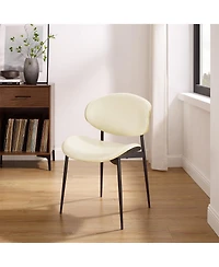 Homlux Set of 2 Faux Leather Upholstered Armless Dining Chairs W/Curved Backrests Accent Chair Bedroom Kitchen Dining Room,Off-White/Green/Brown/Black