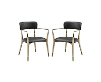 Homlux Set of 2 Modern Accent Chair Upholstered Wide Seat Dining Arm Chairs W/Open Curved Backrest for Kitchen&Living Room&Bedroom