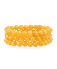 Bling Jewelry Stackable Set Of 3 Natural Stone Round Bead 8MM Multi Strand Stretch Bracelet