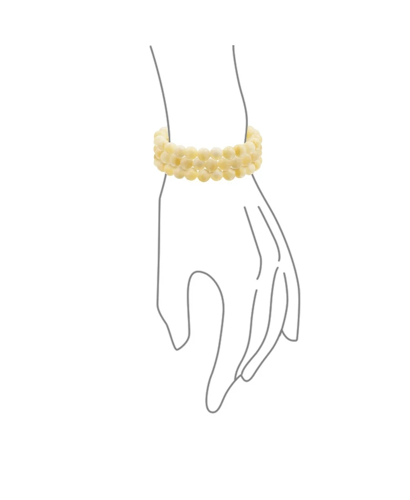 Bling Jewelry Stackable Set Of 3 Natural Stone Round Bead 8MM Multi Strand Stretch Bracelet