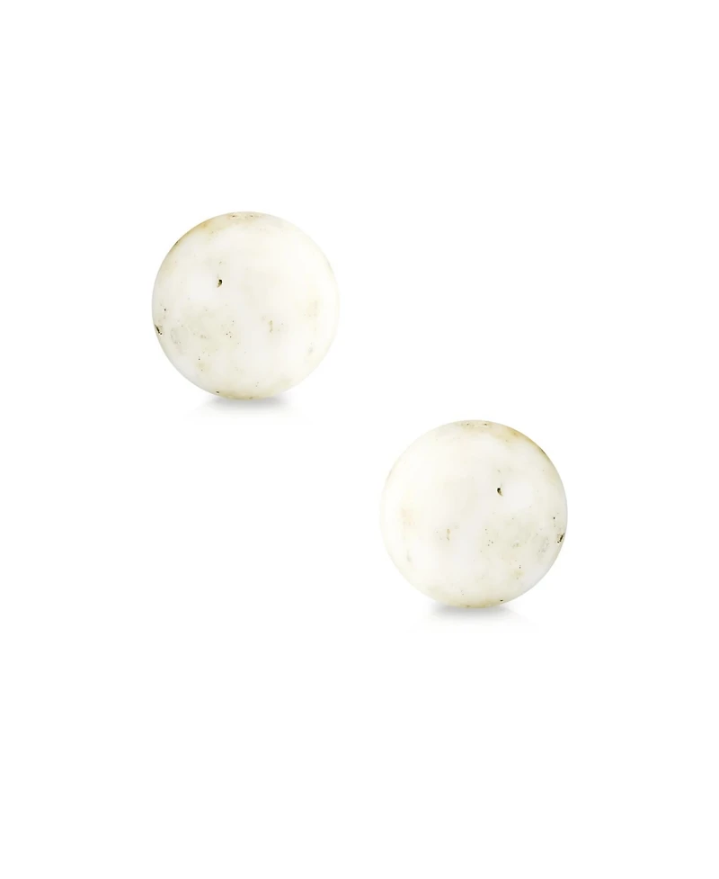 Bling Jewelry Elegant Real 14K Yellow Gold Round Natural Stone Bead Ball Stud Earrings 6MM