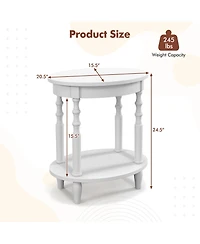 Gymax 2-Tier End Table Oval Compact Sofa Side Nightstand w/ Storage Shelf Espresso