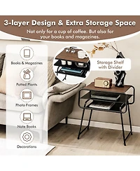 Gymax 3-tier Side End Sofa Display Table Compact Nightstand for Bedroom Living Room
