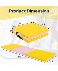 Hongge 6 x 2 Ft Tri-Fold Gym Mat with Handles and Removable Zippered Cover