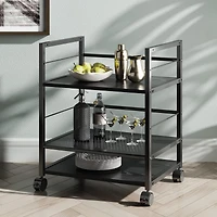 Mobile 3-Shelf Printer Stand with Adjustable Shelves, Modern Printer Cart with Large Storage Space, Printer Stand for Home Office, Black