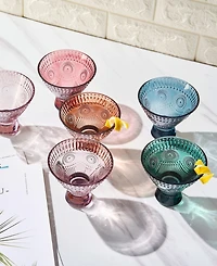 The Wine Savant Art Deco Vintage Colored Stemless Martini Glasses, Set of 6