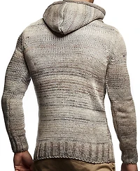 Leif Nelson Men's Knit Hoodie Sweater with Button Accents – Cable Design