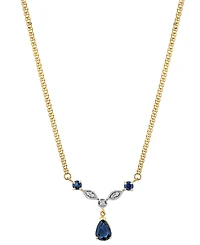 Lab Grown Sapphire (1-1/3 ct. t.w.) & Diamond Accent Pear Drop Fancy 18" Pendant Necklace in 14k Gold