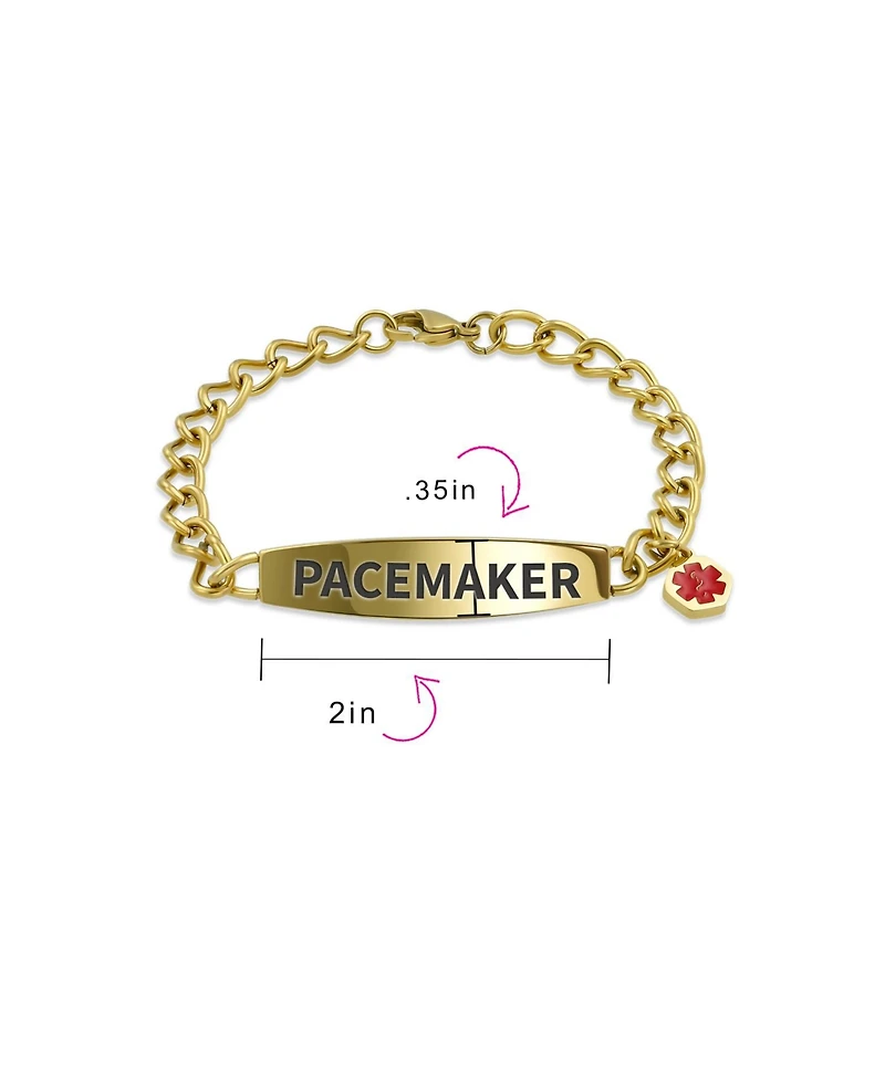 Bling Jewelry Pacemaker Medical Identification Id Bracelet Miami Cuban Link Chain Gold 2 Tone Stainless