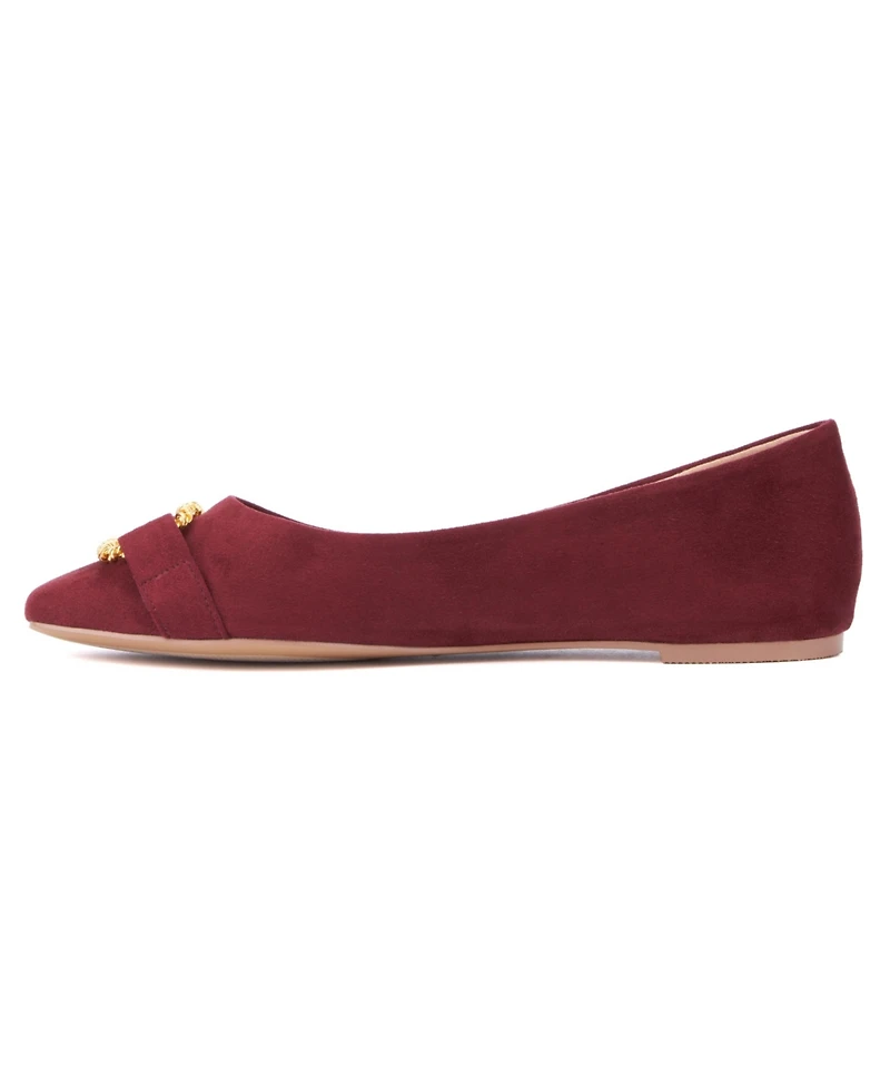 New York & Company Women's Niara- Flats With Gold Hardware Accent