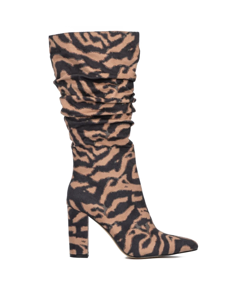 New York & Company Women's Earla- Metallic Ruched Knee-High Boots Tall Boots