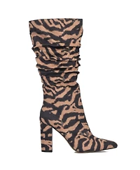 New York & Company Women's Earla- Metallic Ruched Knee-High Boots Tall Boots