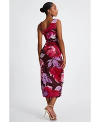 Quiz Women's Floral Asymmetric Ruched Maxi Dress