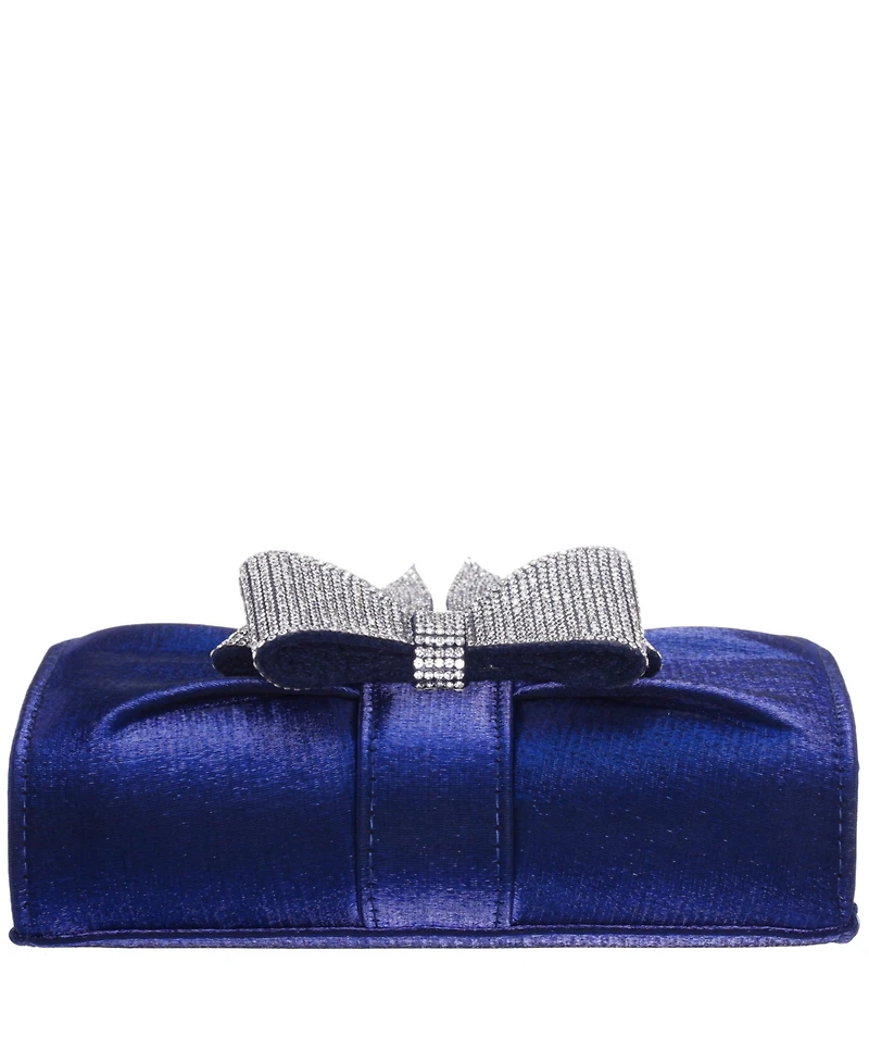 Nina Tiered Crystal Bow Flap Clutch