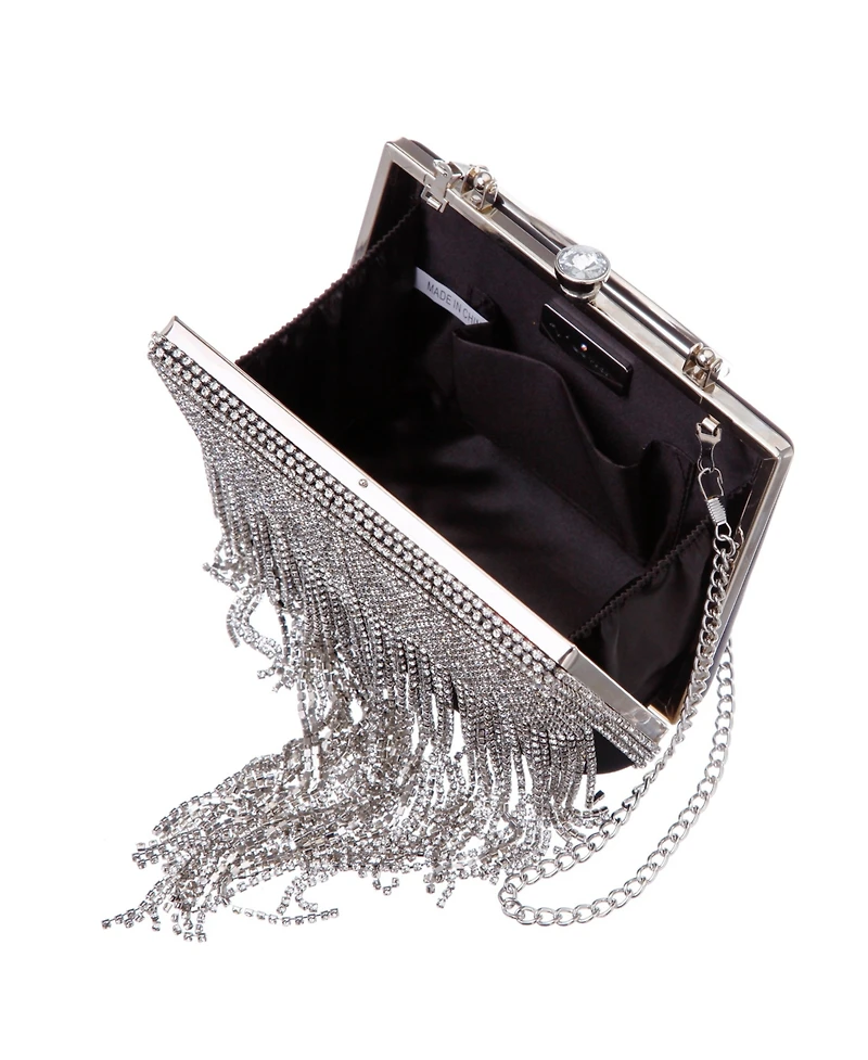Nina Crystal Chain Cascade Fringe Satchel Bag
