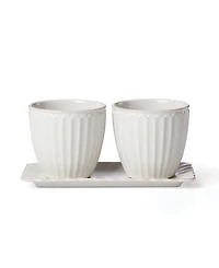 Lenox French Perle Scallop Herb Pots Tray Set
