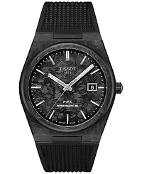 Tissot Men's Swiss Automatic Prx Powermatic 80 Black Rubber Strap Watch 40mm