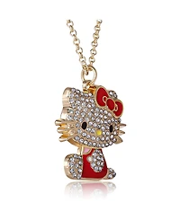 Hello Kitty Sanrio Crystal Pendant Necklace - Gold-Tone with Colorful Enamel Accents