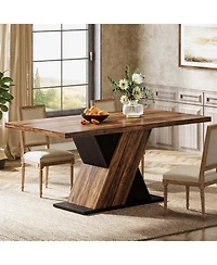 Tribesigns Farmhouse Dining Table for 4-6 People, 55-Inch Rectangle Kitchen Table, Wood Dining Room Table, Dinner Table