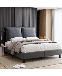 gaomon Queen Bed Frame, Metal Bed Frame with Removable Pillow Back, Platform Bed Frame with Wood Slat Support