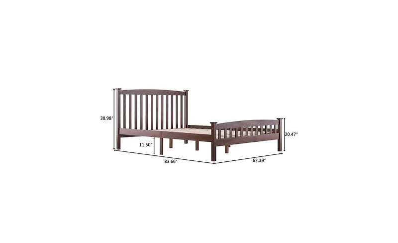 Slickblue Walnut Queen Vertical Strip Bed - Modern Design for Stylish Bedrooms