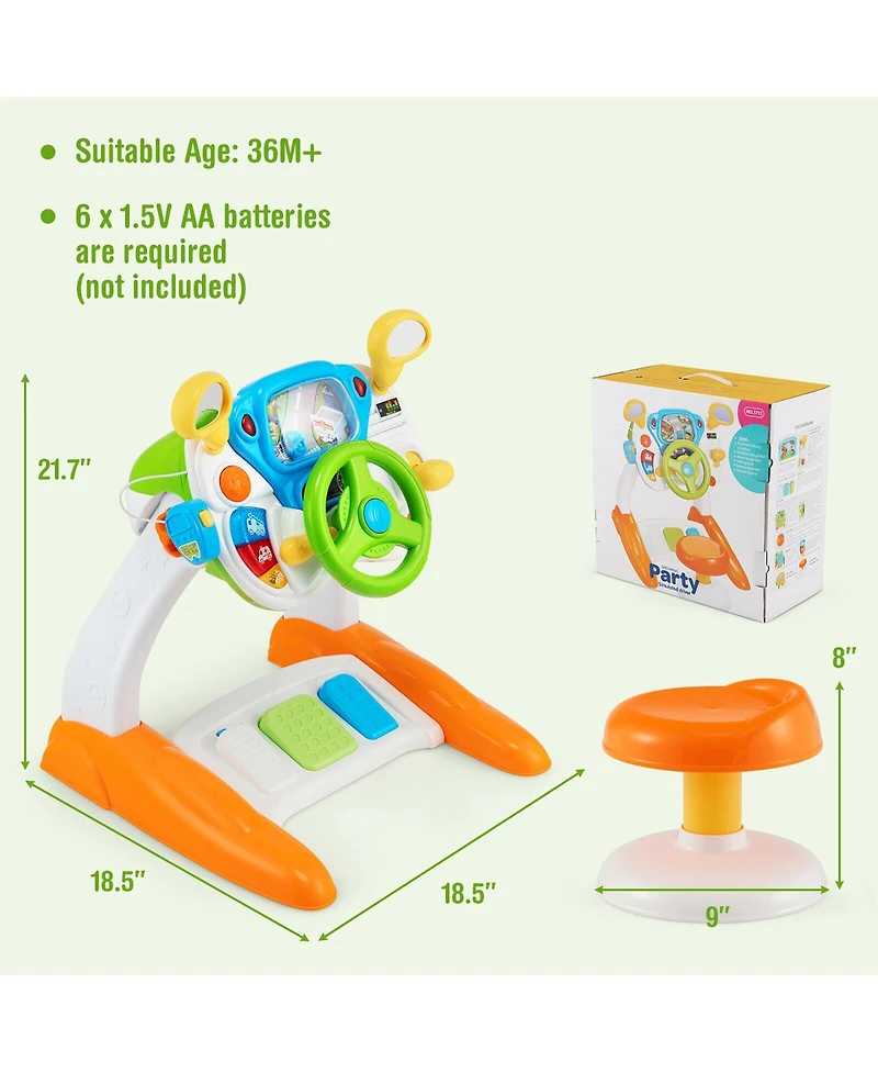 Gymax Kids Pretend Ride on Toy Driver Simulation Car Toddler Light Sound