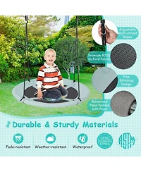 Hongge 40 Inches Saucer Tree Swing with Adjustable Hanging Ropes and 900D Oxford Fabric