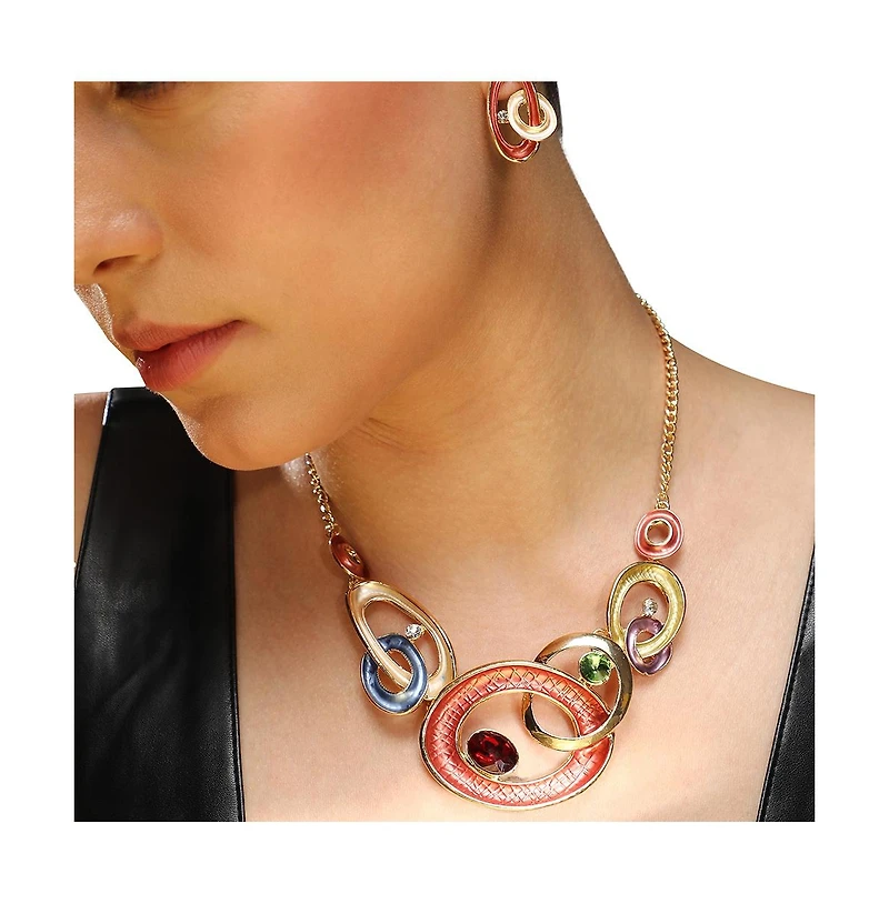 Sohi Women's Circular Cluster Jewellery Set