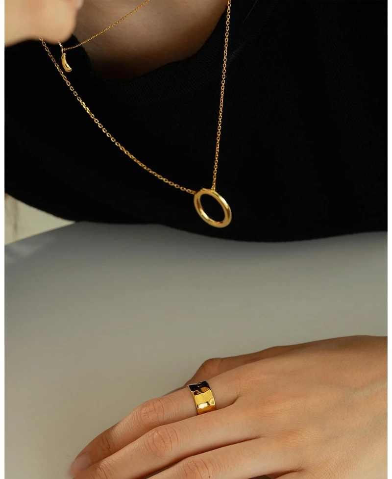 Sterling Silver 18k Gold Plated Brynn Circle Necklace – Summer Layering Piece, Minimalist Touch