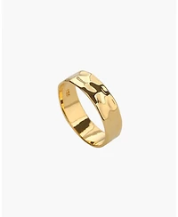 Sterling Silver 18k Gold Plated Fiona Thin Hammered Band Ring Size 7 – Textured Summer Band, Stackable, Everyday Style