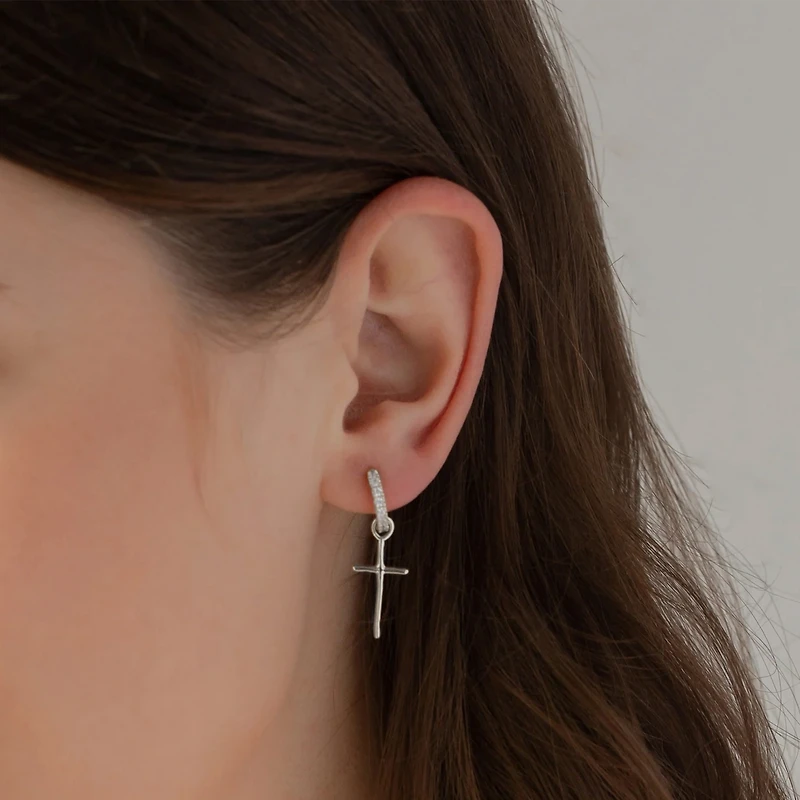 Sterling Silver Ariel Mismatching Cross Earrings