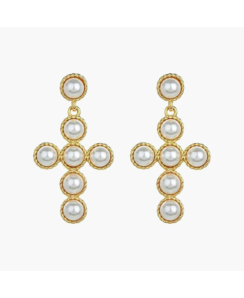 Sterling Silver 18k Gold Plated Victoria Pearl Earrings – Dainty Summer Earrings, Lightweight, Vacation Style, Warm Weather Look