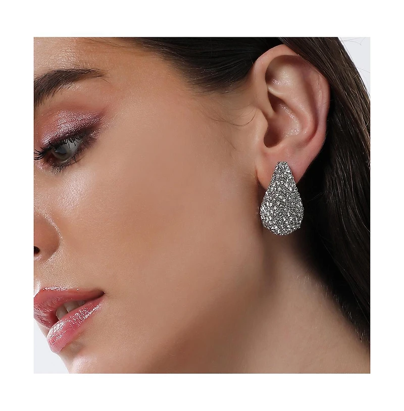 Sohi Women's The Medium Cristal Teardrop Stud Earrings